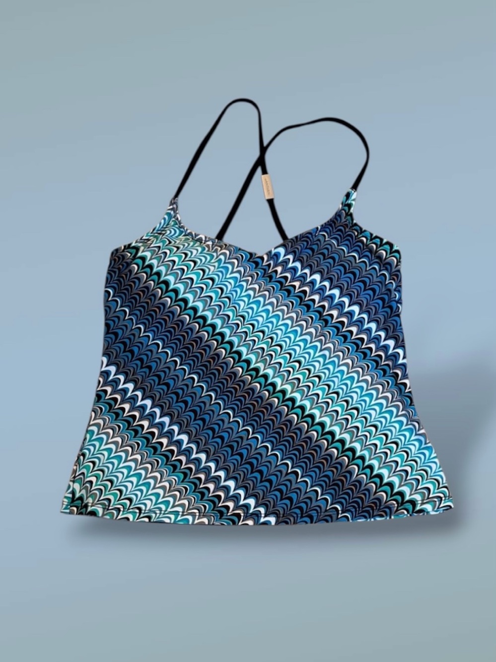 Jantzen Tankini Top Size 8 Turquoise Multi Colored Criss Cross Back